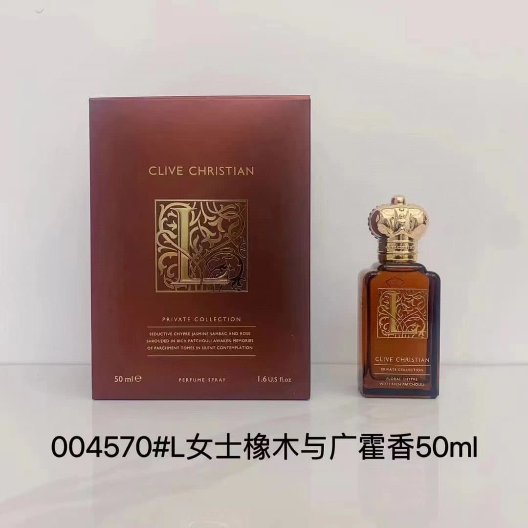 Clive Christian L for Women Floral Chypre With Rich Patchouli, 2017 Fragrance Notes: Floral Chypre Top Notes: Floral Middle Notes: Rose, Jasmine Base Notes: Patchouli Gender: Women's Fragrance